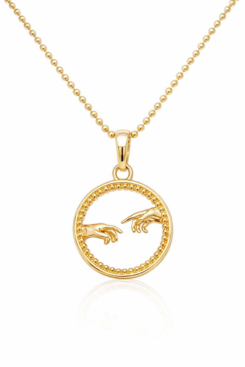 925 Ayar Gümüş Altın Kaplama Adem'in Yaratılışı Kolye