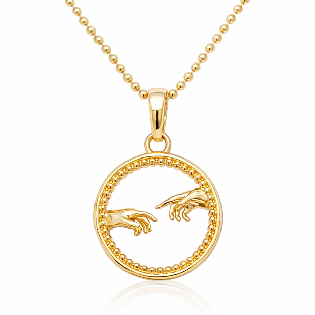 925 Ayar Gümüş Altın Kaplama Adem'in Yaratılışı Kolye