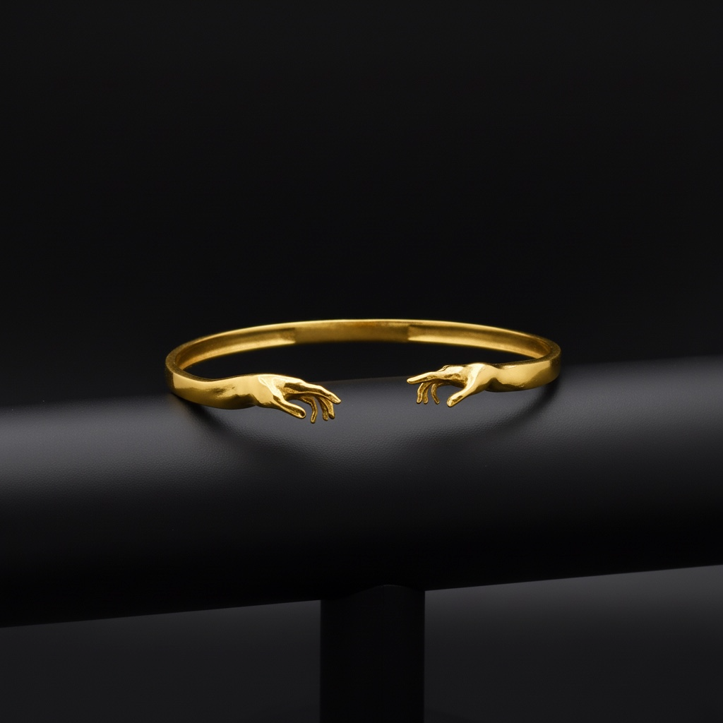 Kavuşan Eller 925 Ayar Gümüş Bileklik