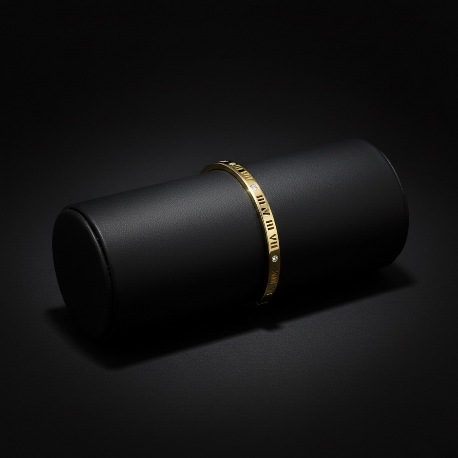 Roma Rakamı Motifli Zirkon Taşlı Şık Gümüş Bileklik 925